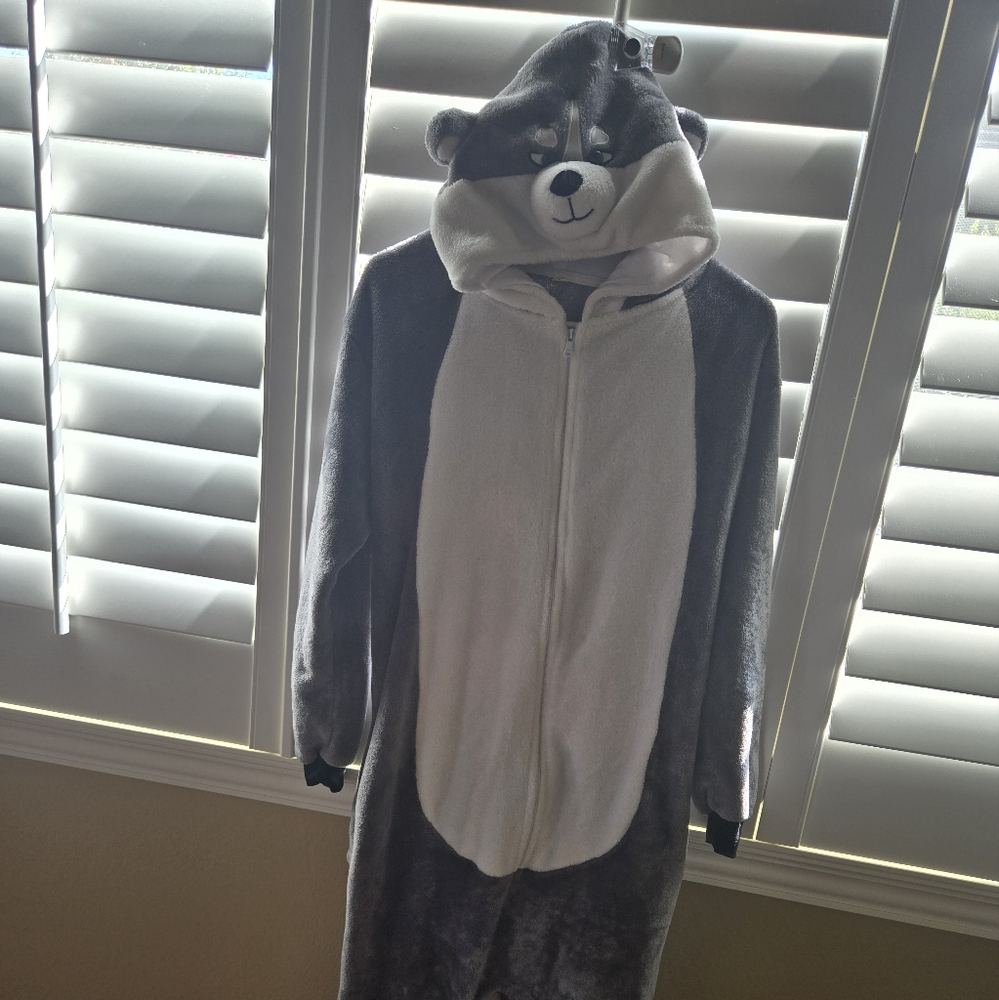 Gray and White Bear Onesie